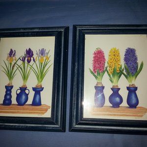2 Vtg 1996 Picture Frame Art Bentley House & Bambi